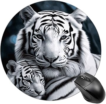 White Tiger Gaming Mouse Pad for Computers Office Desk Mat for Gaming Laptop