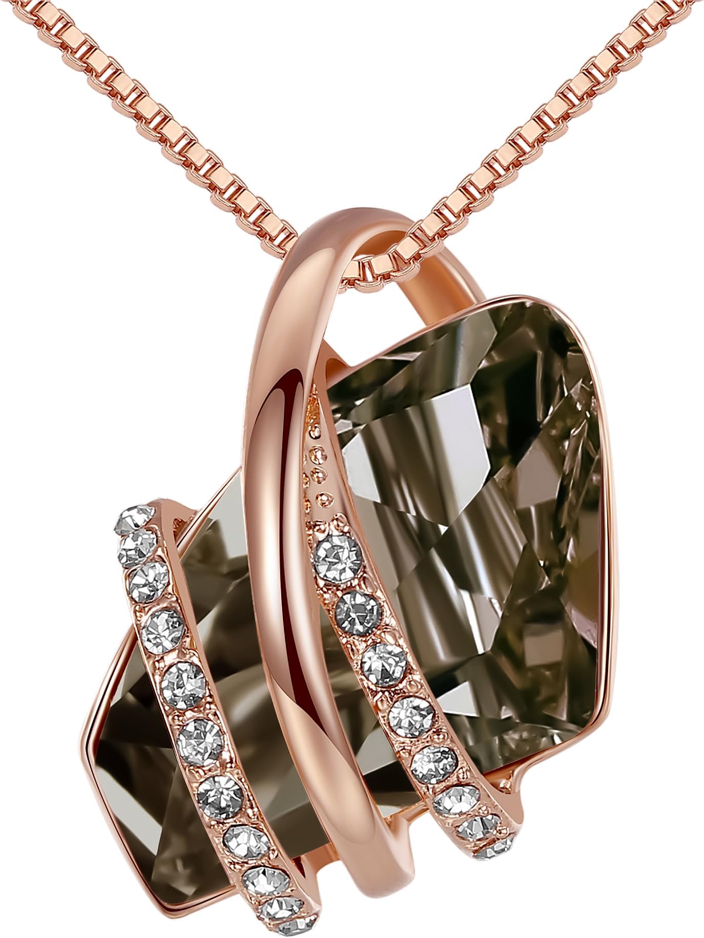 Wish Stone Pendant Necklace, Necklaces for Women with Birthstone Crystals, Jewelry for Women with Gift Box, Allergy-Free Birthstone Necklace for Women, 18K Rose Gold Plated or Silver-tone