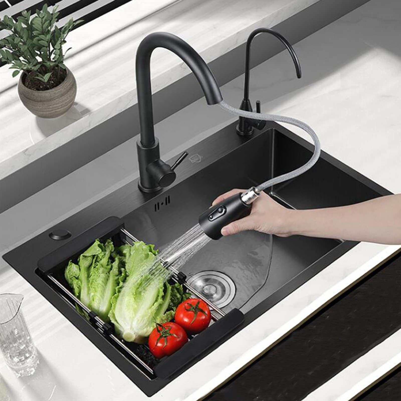 Lavello Da Cucina Nano Nero In Acciaio Inossidabile 304 | Lavandino A Cascata Per Bar E Casa - Foto 10