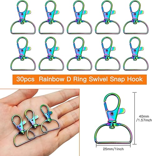 Miniatura 2 de 30 piezas de gancho giratorio en D, cierres giratorios de metal, cierre de mosquetón, cierre giratorio, cierre de langosta, gancho de clip para