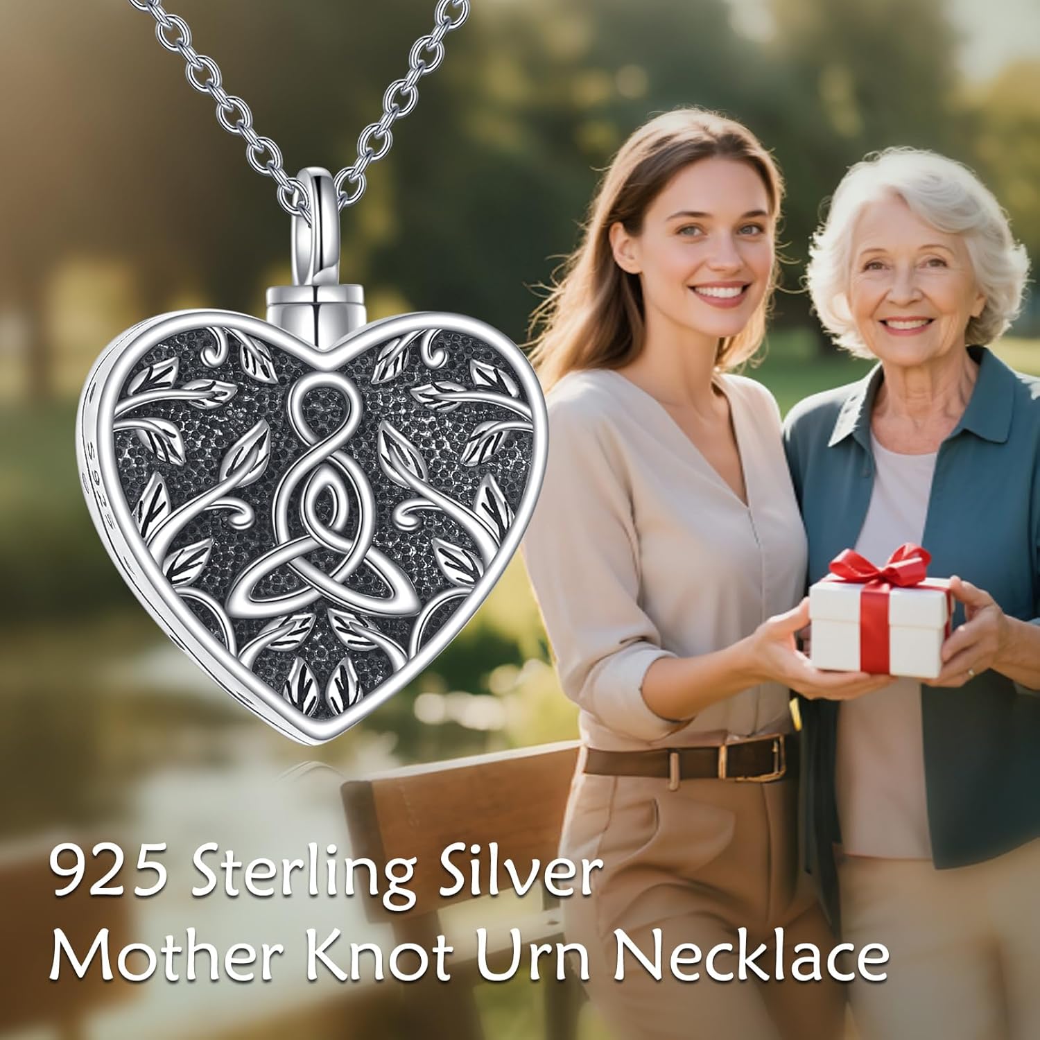 Heart Urn Necklace for Ashes S925 Sterling Silver Celtic Knot Pendant with Tree of Life Cremation Irish Jewelry Memorial Keepsake Gifts for Women Men - Image 3