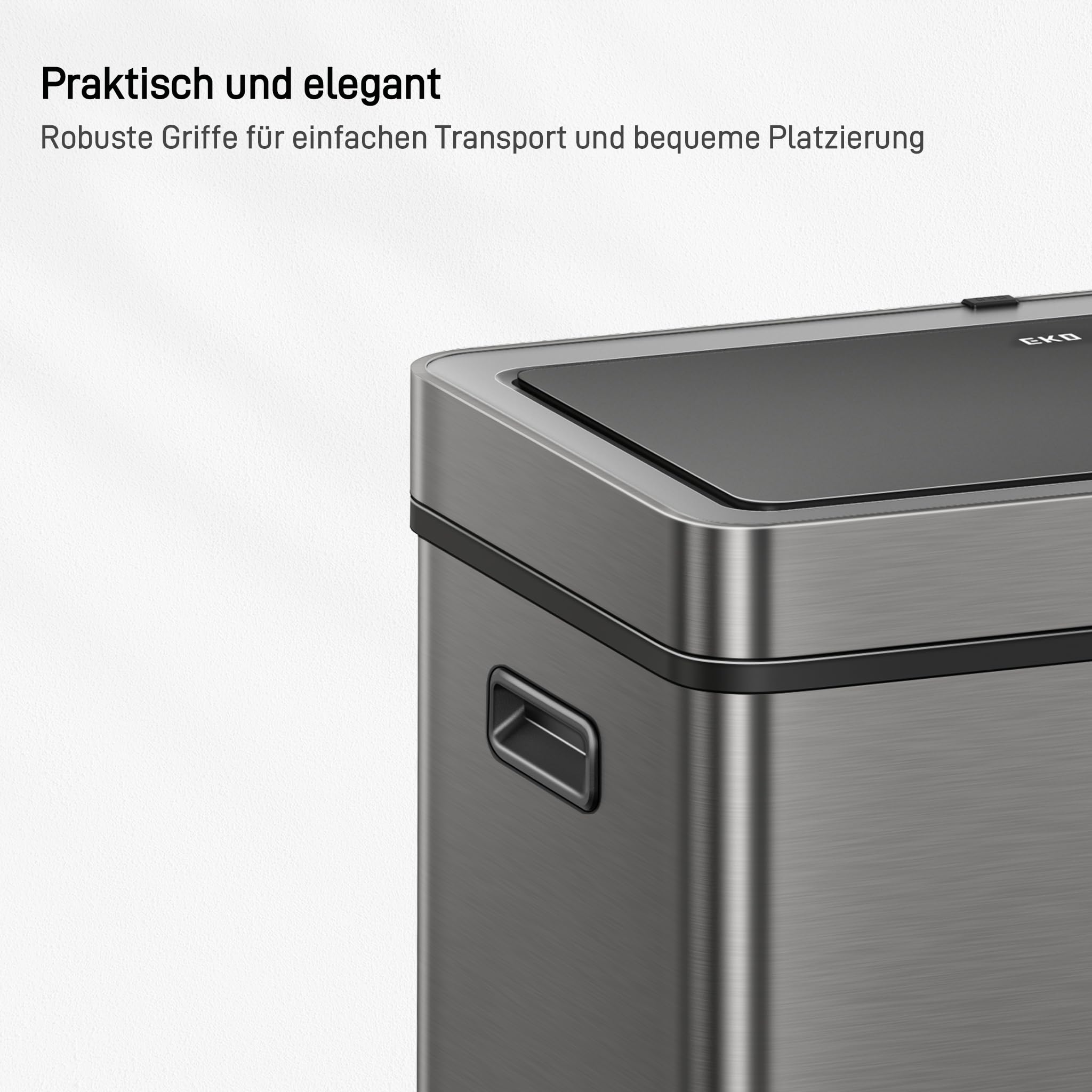 EKO Mirage Plus system segregacji śmieci z 3 przegródkami, 2 x 15 l i 30 l, kosz na śmieci z recyklingu, z czujnikiem, 3 pojemniki wewnętrzne z tworzywa sztucznego, automatyczny kosz na śmieci z