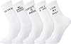 Utensilsto 5 Paar Socken Damen Herren 39-42 Sportsocken Baumwollesocken Tennissocken Antirutsch Spruch Hip Hop Weiß lustige Socken Geschenke für Männer und Frauen