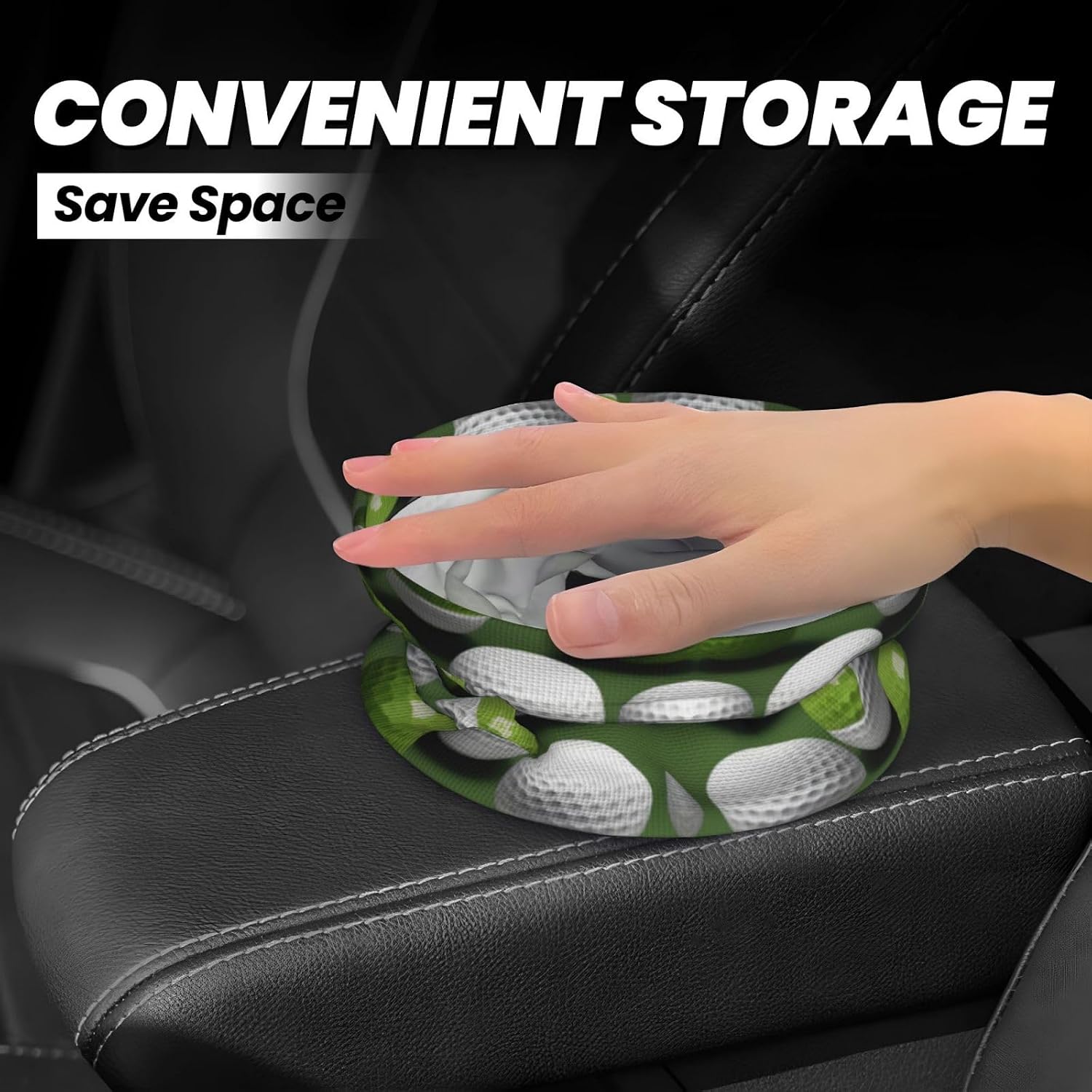 Golf Ball Print Foldable Car Trash Can,Hanging Car Garbage Can,Waterproof Car Garbage Bin, for Travel Camping