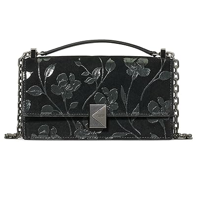 Kate Spade New York Deco Uptown Blooms Printed Suede Mini Flap Chain Crossbody Wallet Women