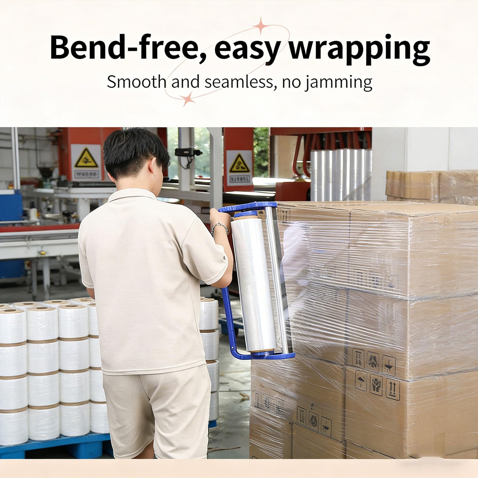 Stretchfolien-Spender, Handstretchwickelwerkzeug, für 19" Rollen geeignet, Paletten-Stretchfolienverpackungsmaschine, Schrumpffolien-Spenderhalter für Palettenverpackung beim Versand und Umzug