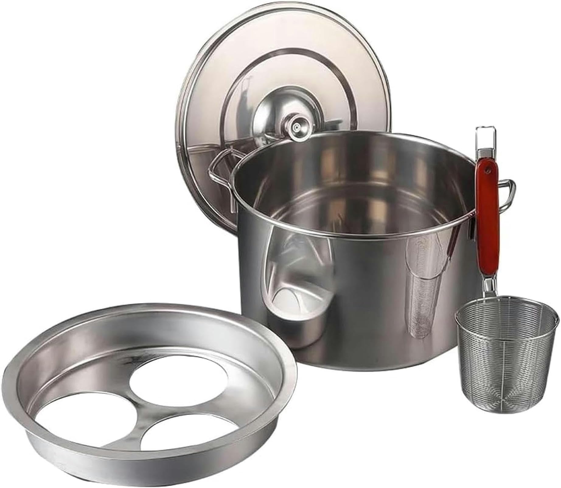 Pentola, Set Cuocipasta Multifunzionale in Acciaio Inossidabile con Cestello - Cuoci, Cuoci a Vapore e Scoli Senza Facilità - Perfetto per Pasta, Verdure e Altro, 4 Fori (Dimension