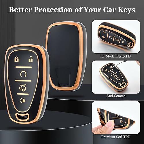 Vista 28 de OFFWEGO - Funda protectora para llavero de Chevrolet, funda protectora de TPU adecuada para Chevrolet Malibu Tahoe Camaro Equinox Cruze Silverado