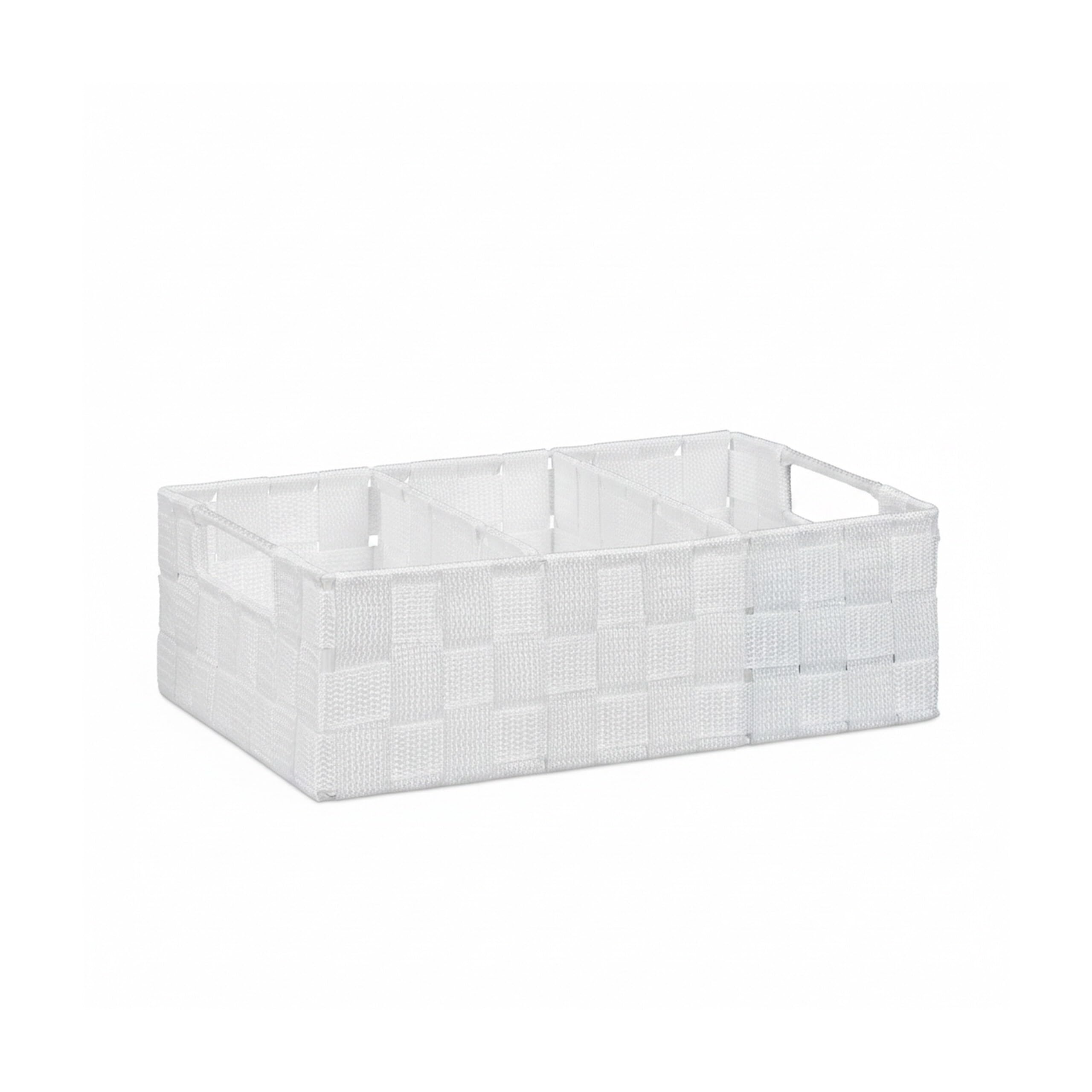 Relaxdays Cestino Portaoggetti con Scomparti, per i Cosmetici da Bagno, con Impugnature HxLxP: 10 x 32 x 21 cm, Bianco