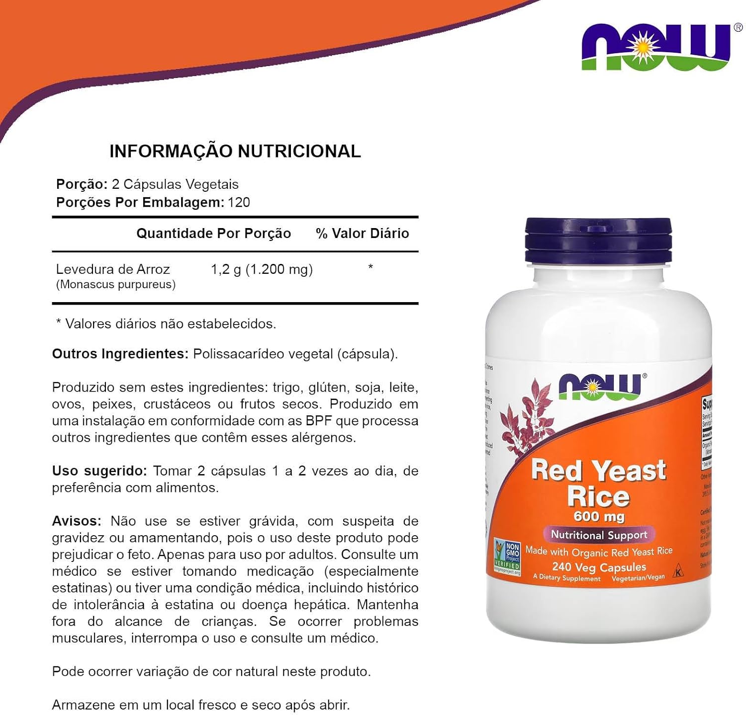 NOW Foods Red Yeast Rice 600 mg, 240 Count (Pack of 1)