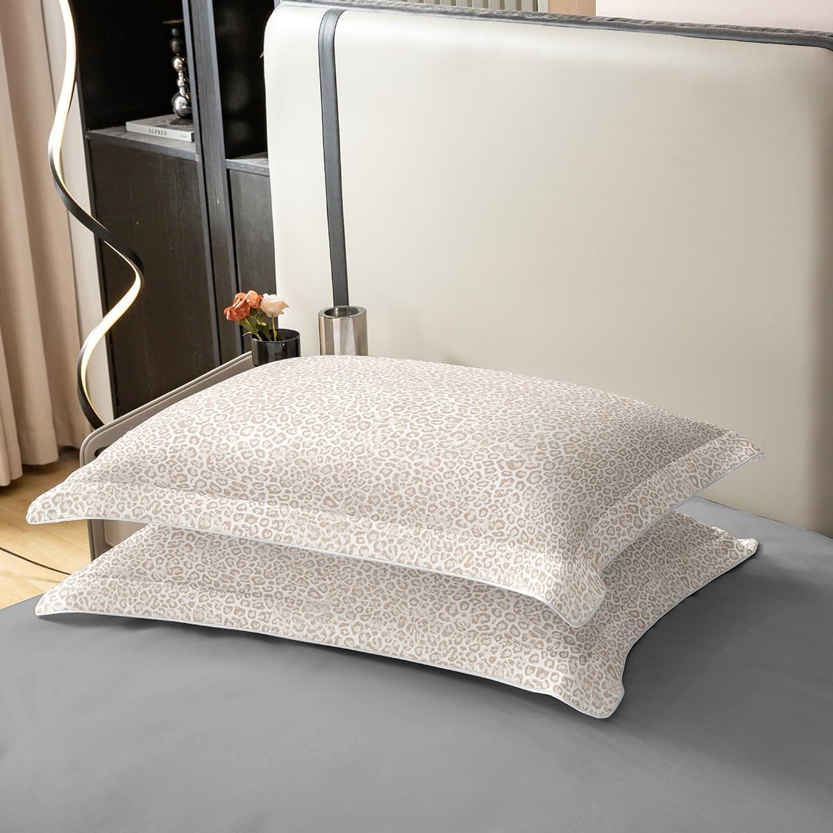 jejeloiu Leopard Duvet Cover 100% Cotton Queen Size Cheetah Bedding Set for Boys Girls Beige Comforter Cover Animal Print Bedroom Decor 3Pcs Zipper Closure with 2 Pillowcases