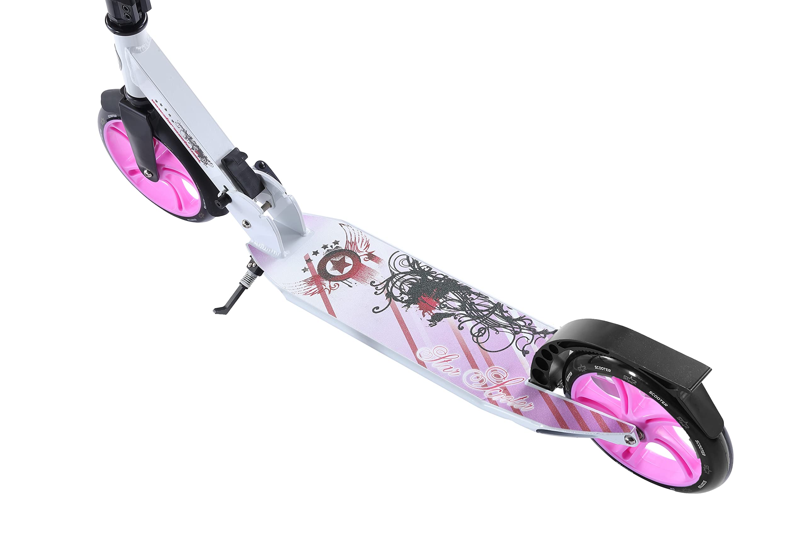 STAR SCOOTER Patinete Patineta Scooter Plegable para niños y niñas a Partir de 6-7 años y Adultos con diseño Premium para Ciudad |205 mm Edición Cruising de Lujo | Blanco & Lila