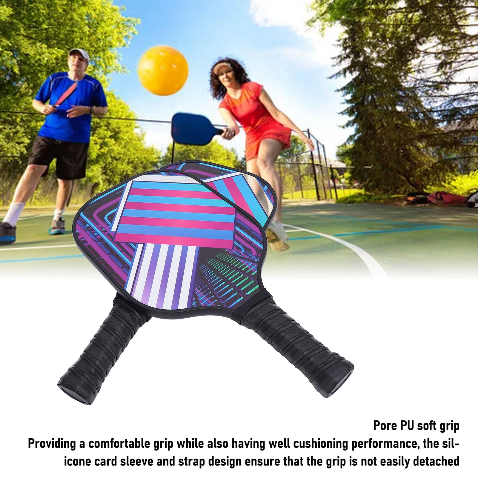 Generic Racchetta da Pickleball in Fibra di Vetro, Design di Ampia Superficie per Allenamenti e Partite, Perfetta per Tutti i Livelli di abilità, 2 Racchette