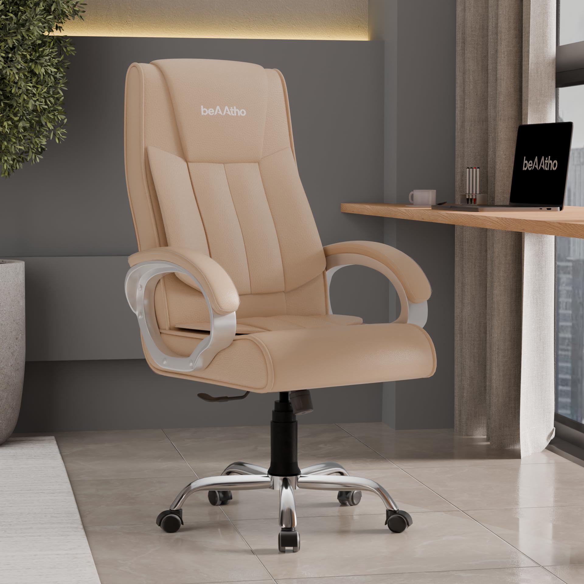 beAAtho Berlin Orthopedic Boss Chair, Leatherette, Orange - Image 1