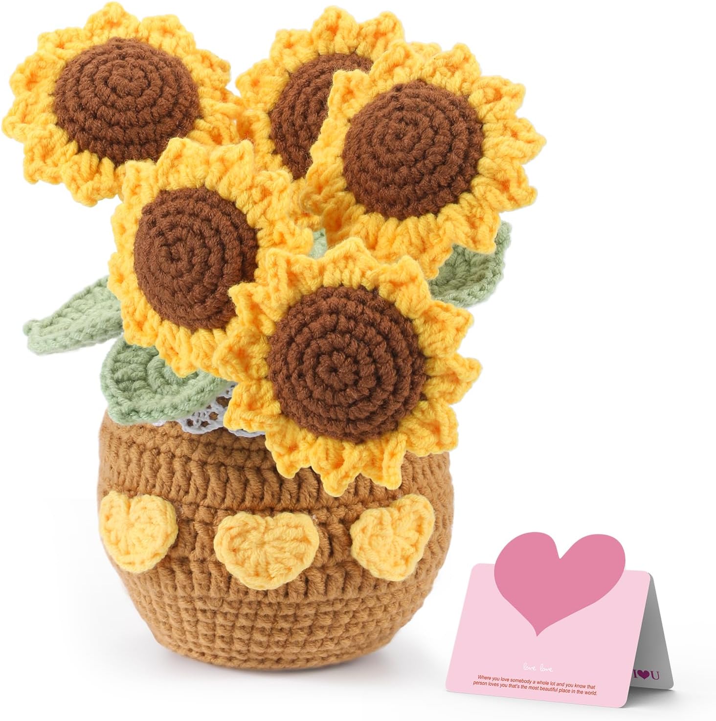 Niflirt Gifts for Mom Birthday Mothers Day Gifts Crochet Flowers Sunflower Thank You Gifts for Women (Sunflower)
