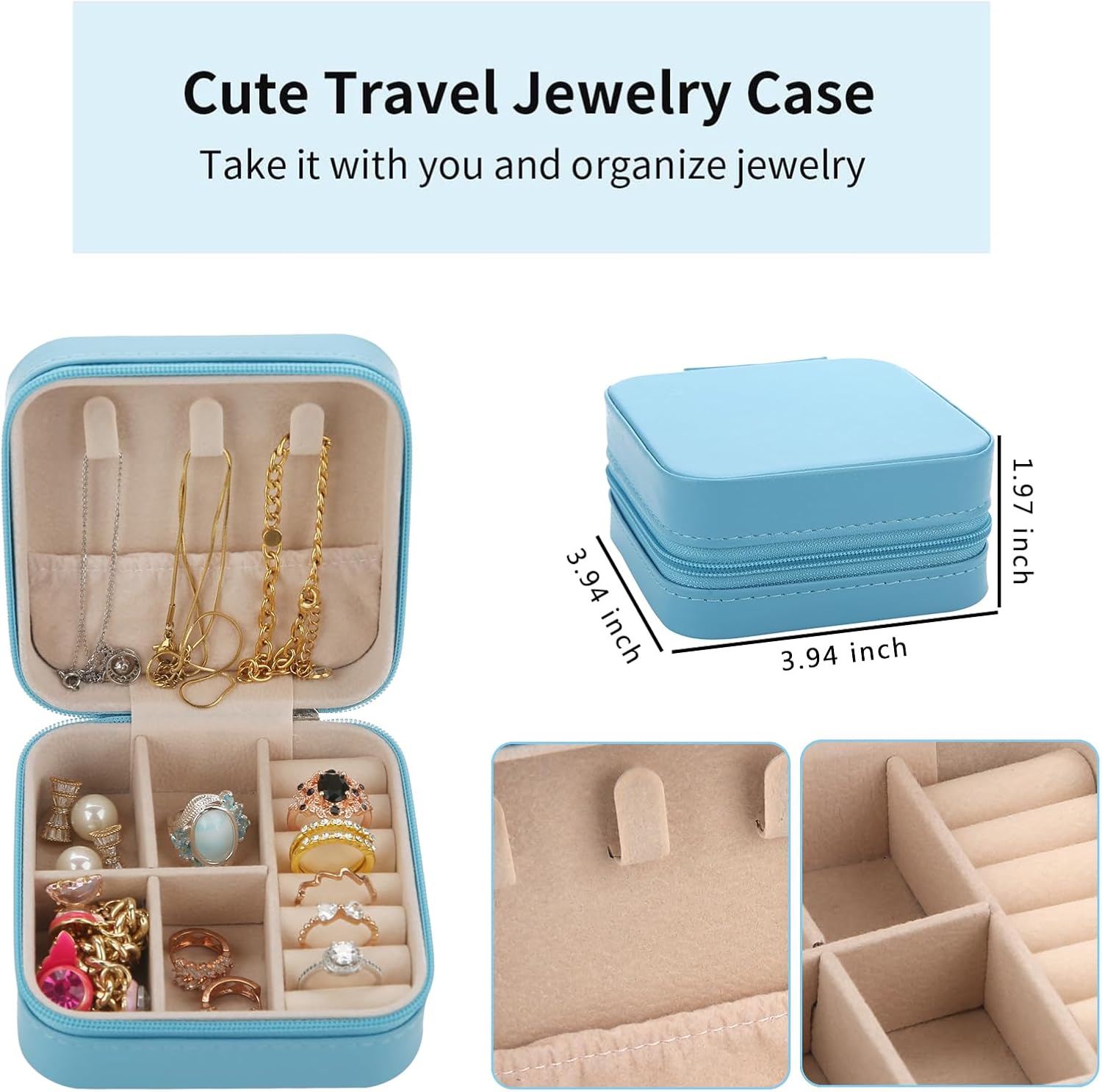 Bridesmaid Proposal Gifts Travel Jewelry Case Jewelry Travel Organizer Small Bachelorette party Jewelry Box Bridesmaid Gift Boxes Mini Storage Organizer Storage Box (8, Fabric White&Sage Green)