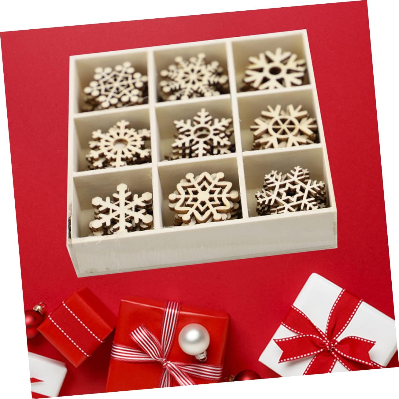 72pcs Wooden Snowflake Ornaments Craft Compartments for Christmas Decoration Unique Festive Pendants for Home and Tree Decor