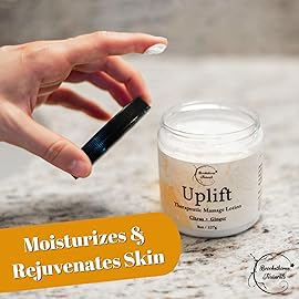 Uplift Massage Lotion for Massage Therapy & Home Use. Moisturizing Cream for Effortless Glide. Shea Butter, Coconut Oil, Aloe Vera & Ginger Citrus Essential Oils - Brookethorne Naturals