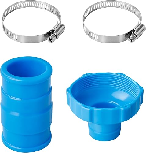 Pool Vacuum Hose Adapter Kit for Intex Adapter B Above Ground Pool Skimmer | 1.5" to 1.25" Pool Hoses Connector with 1 Set Adapter & Clamps Replacement Skimmer Filter Pump Hoses Accessories