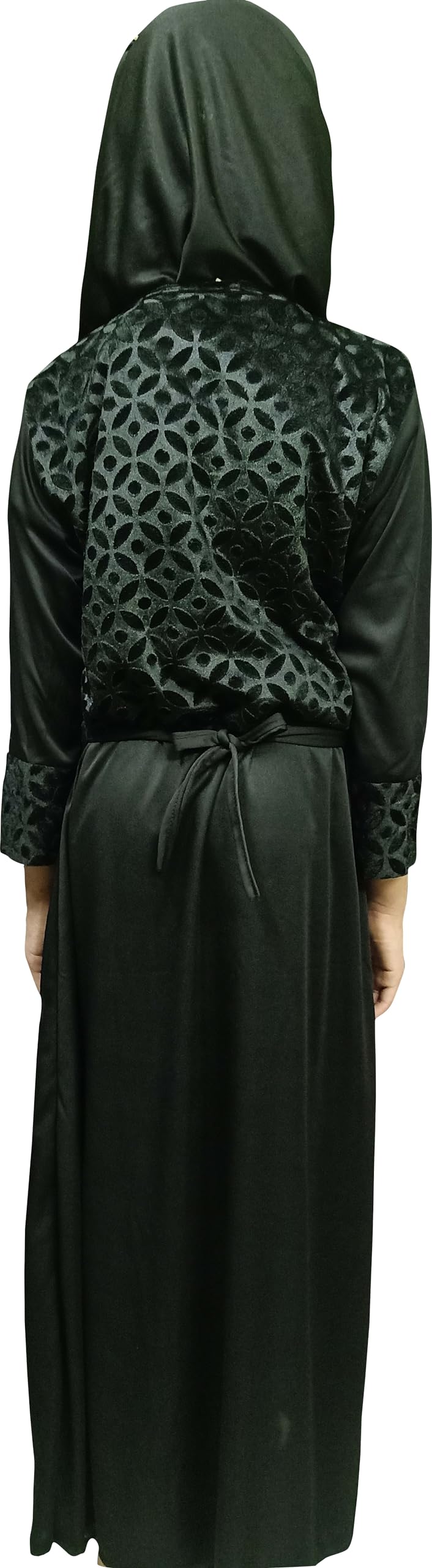 shop home Baby Girls Knee Length A-Line Dress (Baby girl velvet koti Burqa_black_15 Years-16 Years) 4