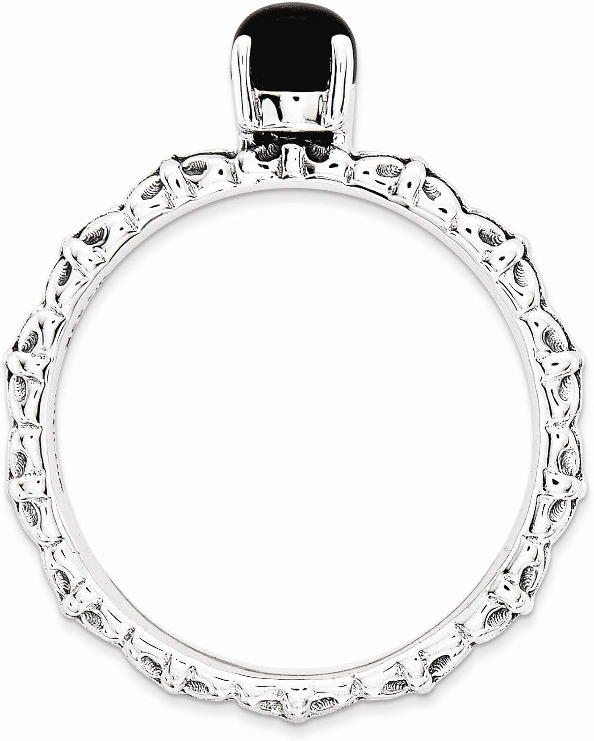 Antiqued SS Stackable Black Agate Ring