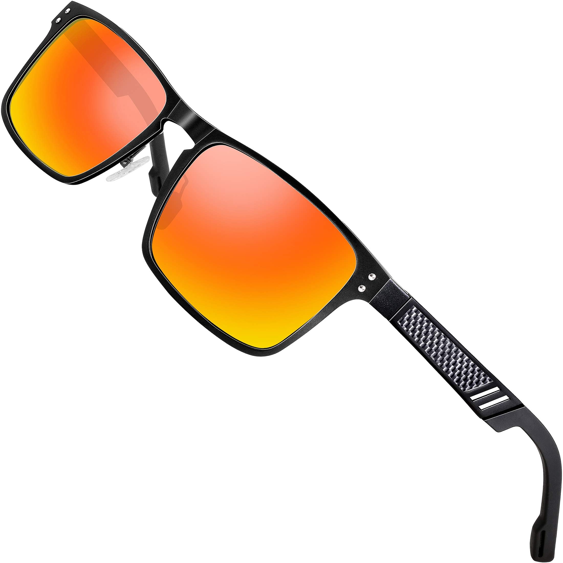 ATTCL Polarized Sunglasses Men Square Al-Mg Metal Ultralight UV400 Driving | Lightweight Mens Shades, Anti Slip Frame, Reduces Glare, Fit for Travel, Outdoors, Hiking, Daily Sun Glasses