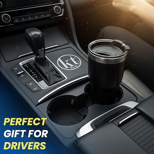 Miniatura 2 de Paquete de 4 posavasos para automóvil, portavasos universales antideslizantes, almohadillas para tazas, accesorios para interiores, color negro