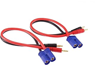 rflaueo 1pc EC8 Connector Plug to 4mm Banana Plugs Battery Charge Lead Adapter Cable 10awg 12inch(E161-1)