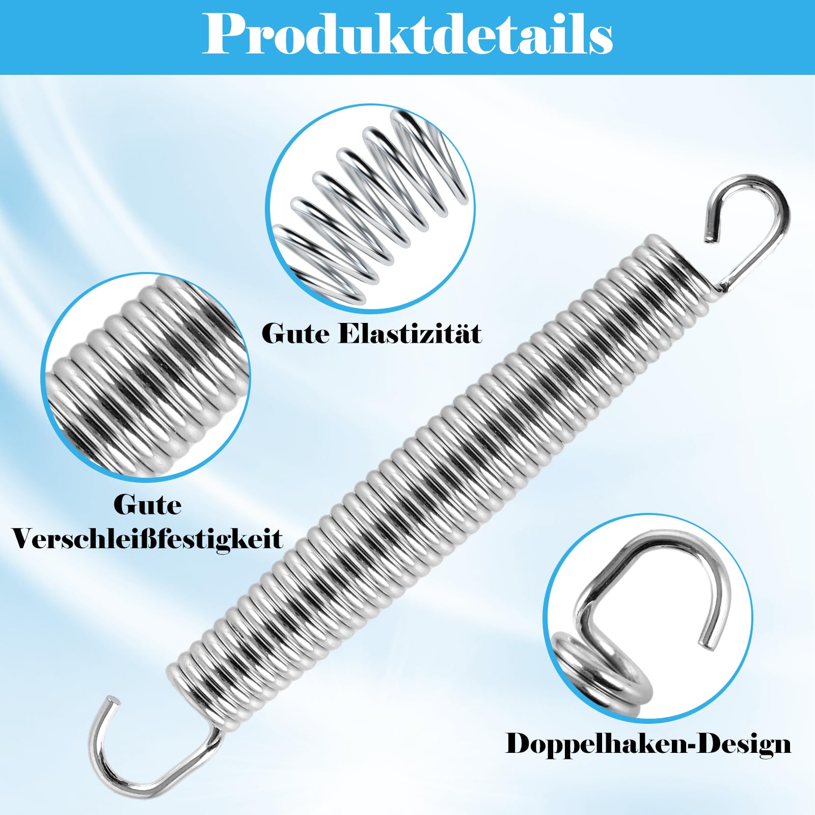 10 Stück Zugfedern mit Haken, 17.8cm Federstahl Druckfeder, 3mm Zugfeder mit Haken, Spannfeder für Spielzeug, Fitnessgeräten