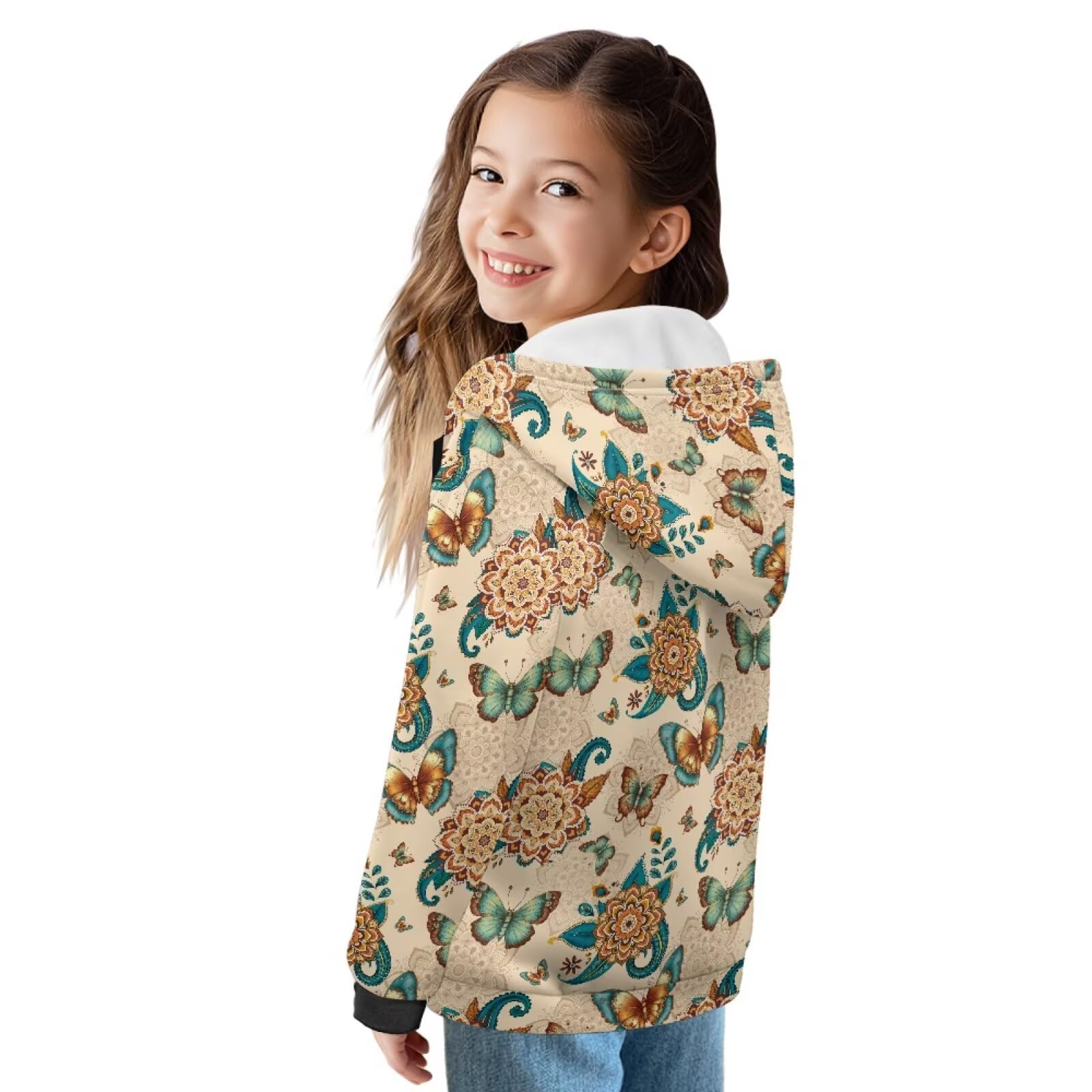 Xoenoiee Dziecięce bluzy z kapturem dla chłopców i dziewcząt kurtka zapinana na zamek z kieszenią nastolatki bluza z kapturem z długim rękawem 6-16 sweter top