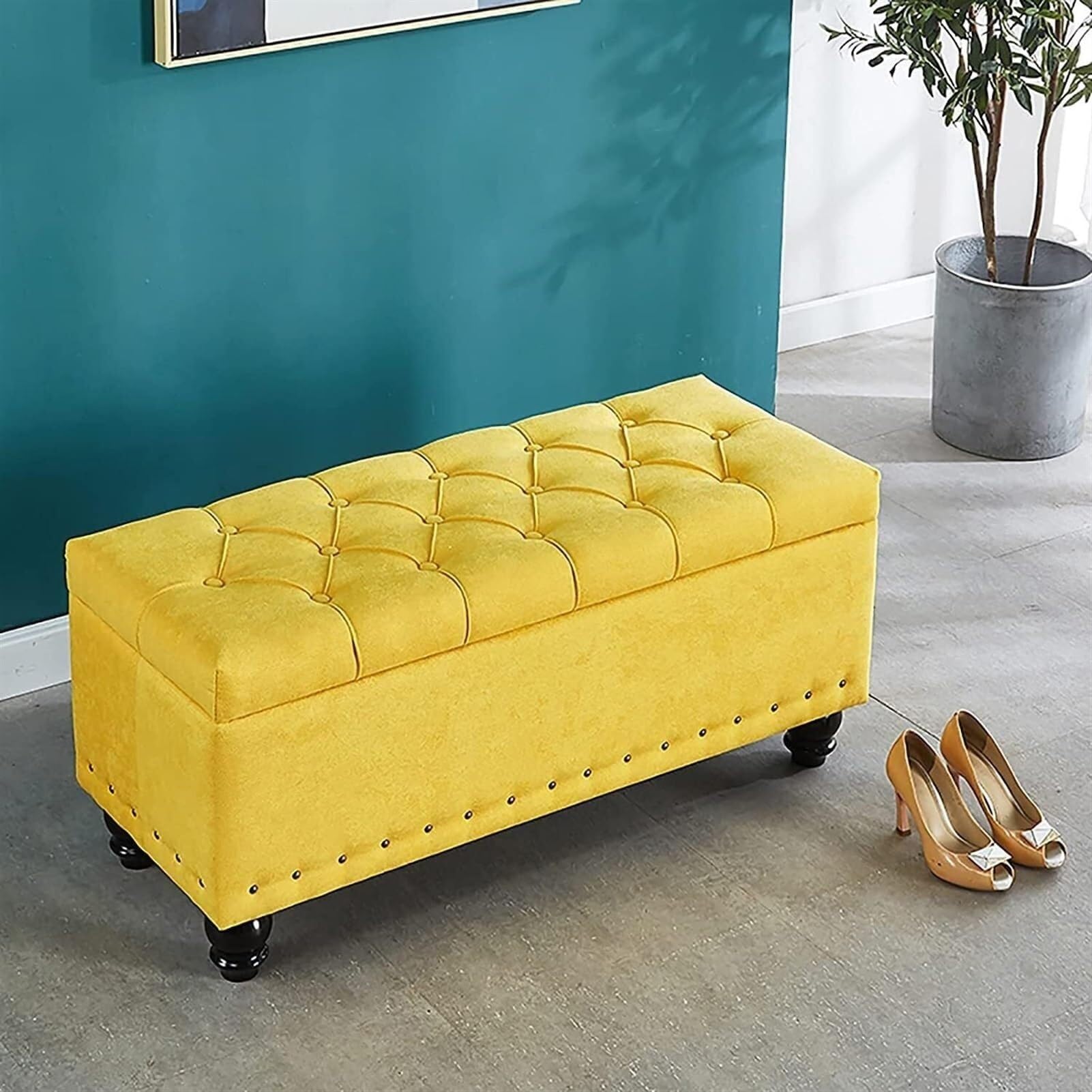 Tabouret à langer pour chaussures d'entrée jaune : fini le désordre dans le salon