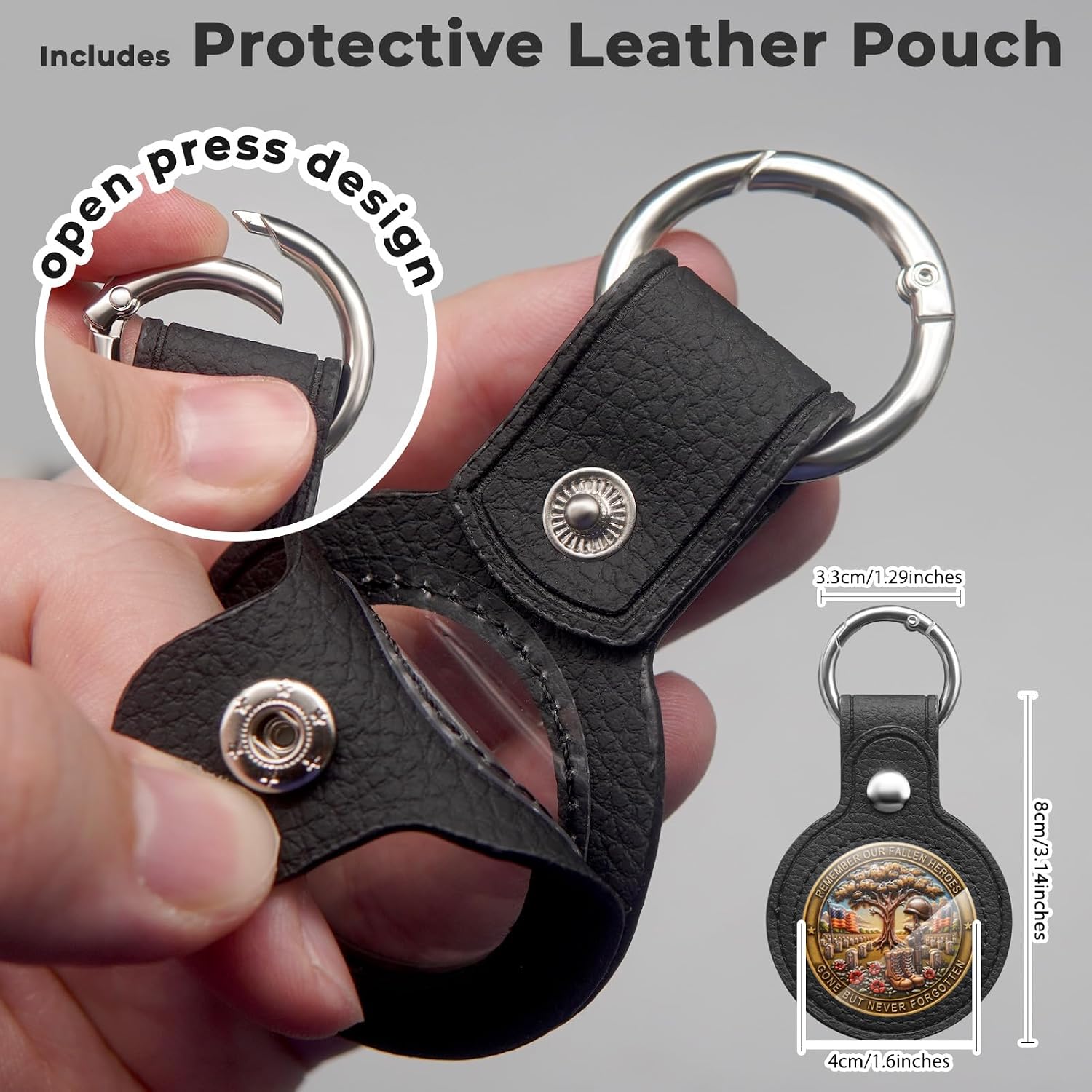 Military Challenge Coin 3D Engraved Veterans Marine Corps Medal Keychain Gifts with Leather Coin Holder