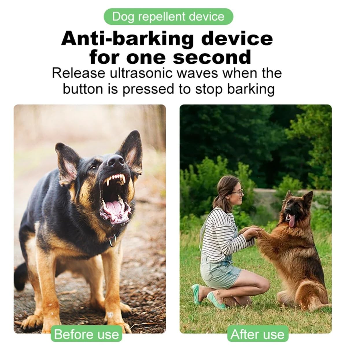 XAUCY Dispositivi deterrenti per l'abbaio del cane Dispositivo intelligente ultra-sonico anti-abbaio con luci a LED ricaricabile per allenamento all'aperto