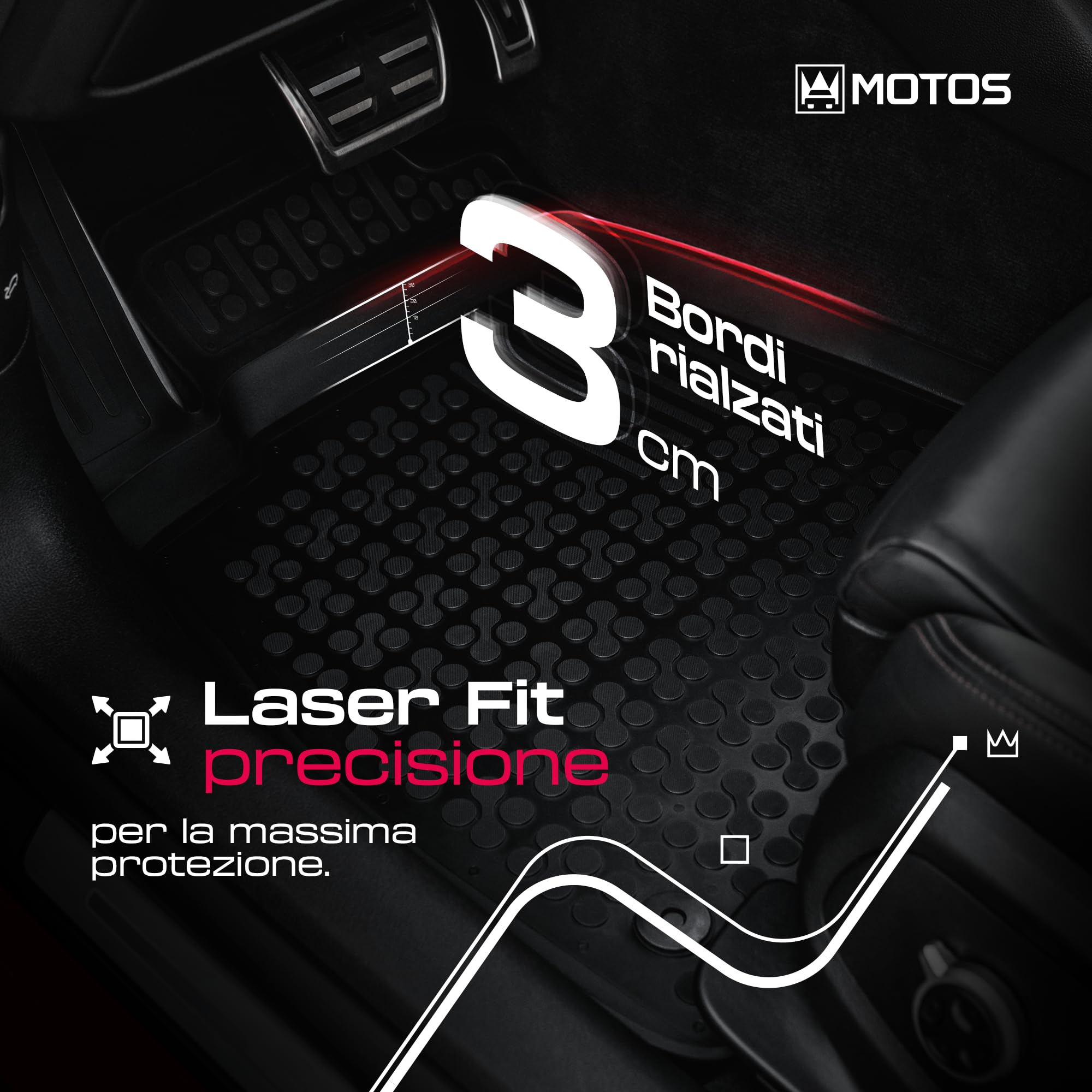 MOTOS Tappetini in gomma per auto adatto per Fiat Ducato III dal 2021 Migliorate il vostro comfort di viaggio con il tappetino antiscivolo per auto - tappetino per auto per tutte le stagioni, protezio