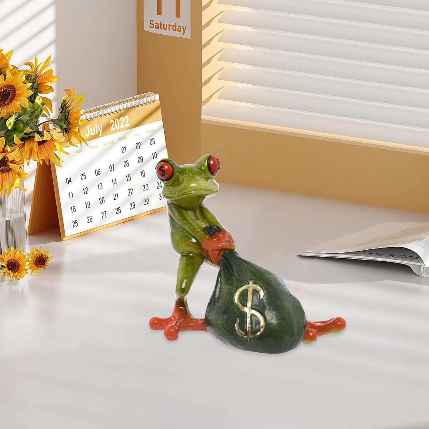 Frog Figurines Decor Cute Resin Frog Sculpture Statue for Home Office Desk Bookshelf Whimsical Decor - Valentines Day Gifts for Him/Her - Funny Birthday Gifts for Mom Dad Friends Coworkers Boss - Image 2