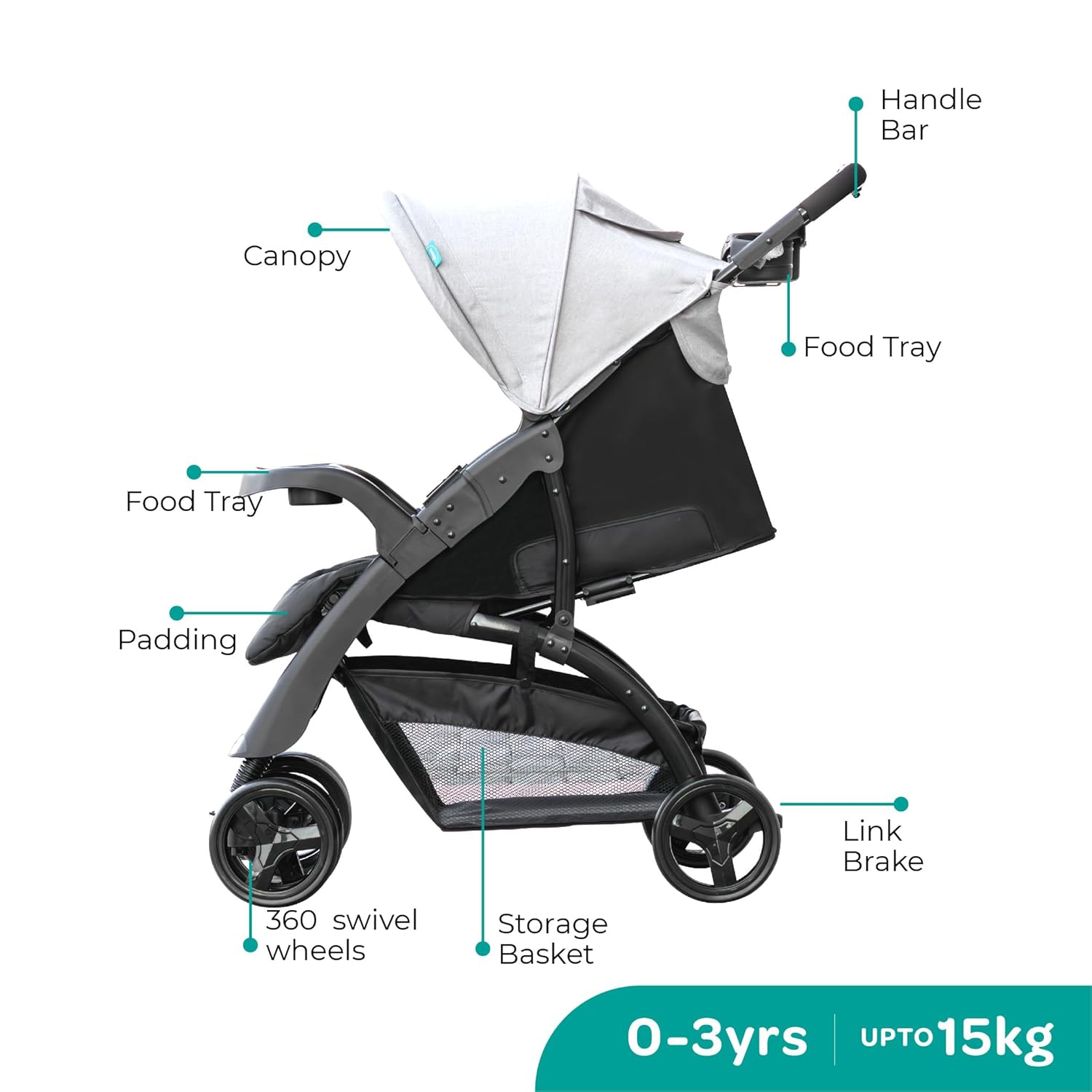 MOON Aria Go Baby Stroller 2-in-1 Travel System + Detachable Carrier Car Seat – with Reversible Carrier, Reclining Seat, Safety 5-Point Harness, from 0 Months+ to 15 Kg,Flight Grey MOON Aria Go Baby Stroller 2-in-1 Travel System + Detachable Carrier Car Seat – with Reversible Carrier, Reclining Seat, Safety 5-Point Harness, from 0 Months+ to 15 Kg,Flight Grey
