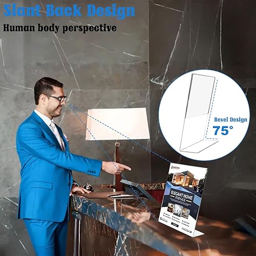 Miniatura 4 de Laerjin Acrylic Sign Holder 8.5 x 11 - 10 Pack Clear Slanted L-Shaped Display Stand, Flyer & Menu Frame, Side Loading Paper Signage Holder - Office