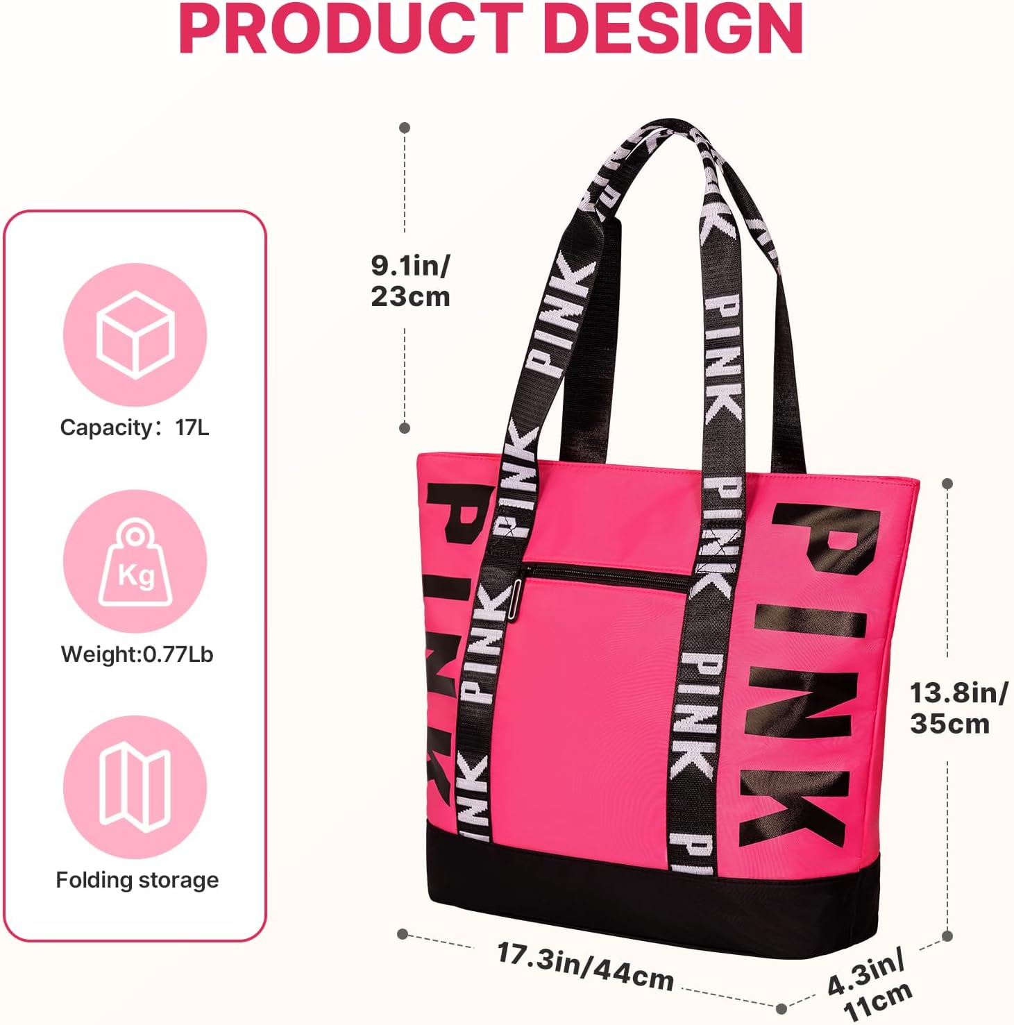 Travel Tote Bag for Women, Large Waterproof Beach Bag for Daily | Large, Waterproof, for Daily - Image 3