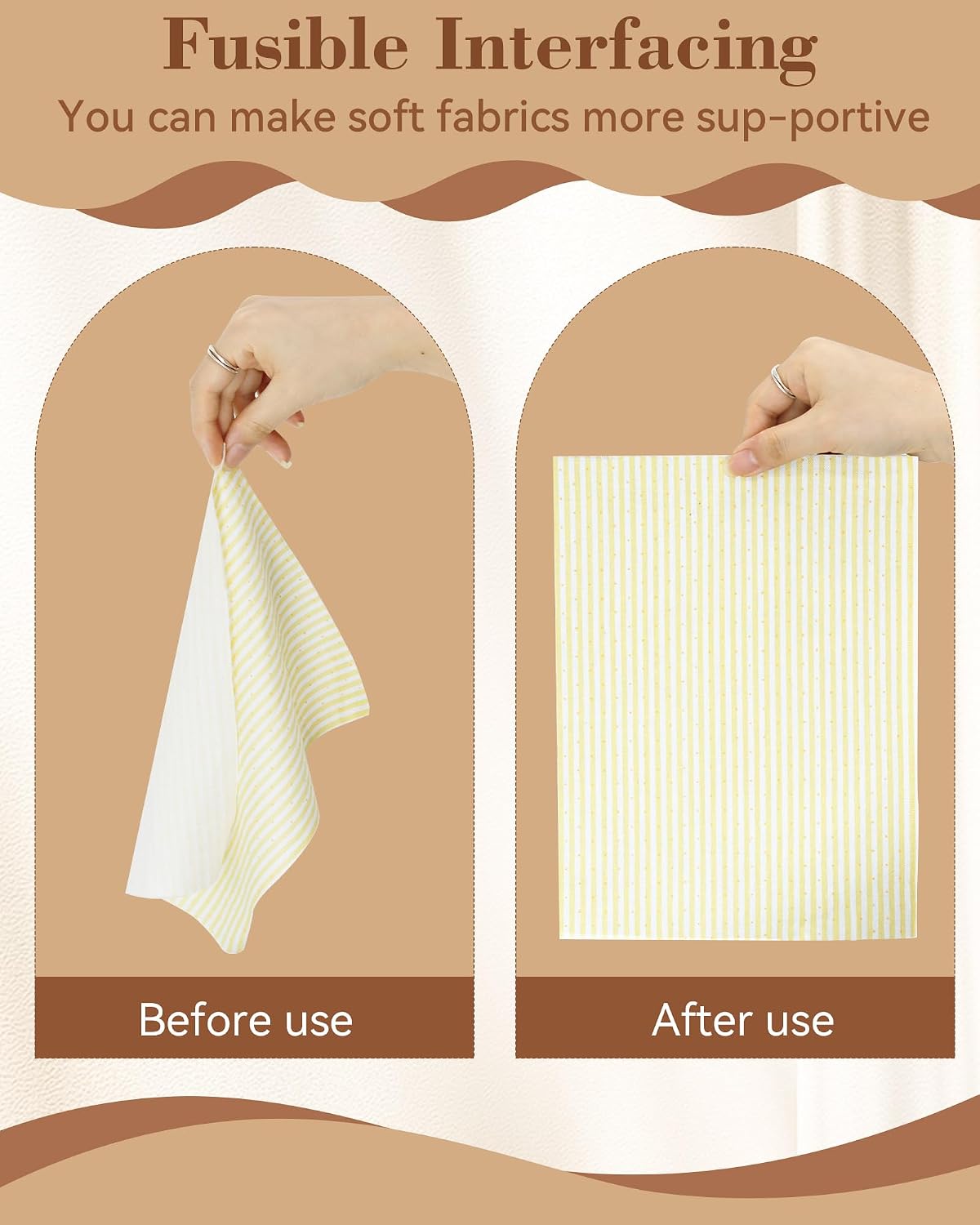 FIVEIZERO Medium Weight Iron-On Non-Woven Fusible Interfacing: 12in x 30yd Medium Weight Non-Woven Interfacing Iron On Polyester Single-Sided Interfacing for DIY Crafts Supplies