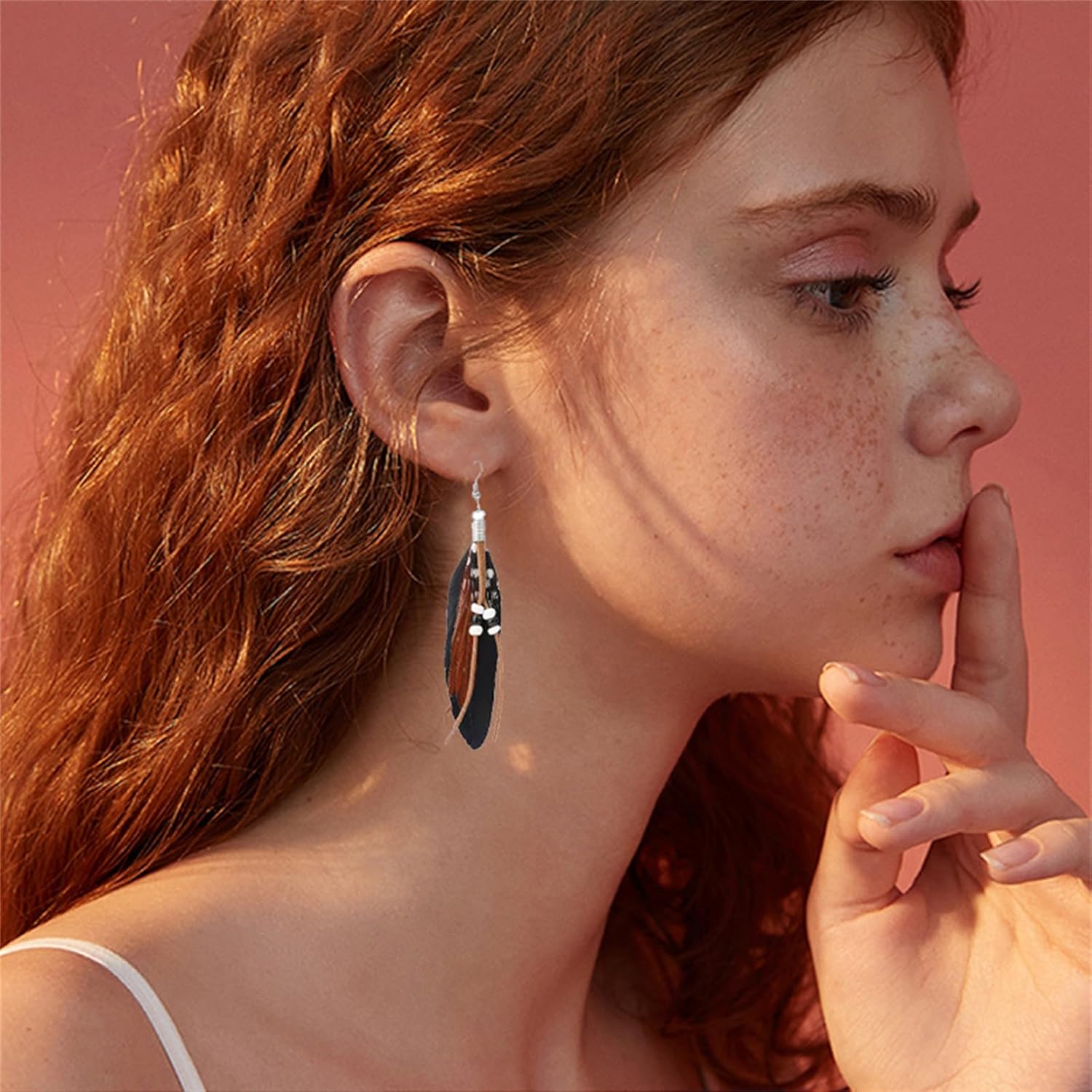 MALOYANVE Feather Earrings Multi piece Set For Women Dream Catcher Bohemian Fringe Tassel Long Drop Dangle Earrings Set With Fashion Accessories For Wedding Party Jewelry Gifts - Image 2