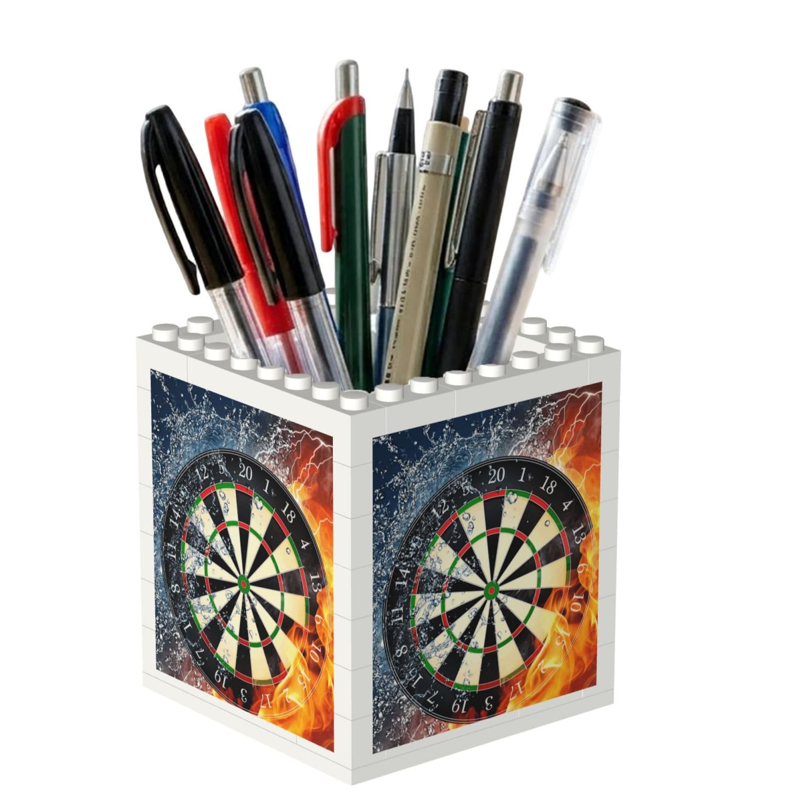 Poadnly Dart Board Target Ice Fire, Pen Pot Pencil Holder for Office Home School, Compact Desk Organiser for Office Stationery