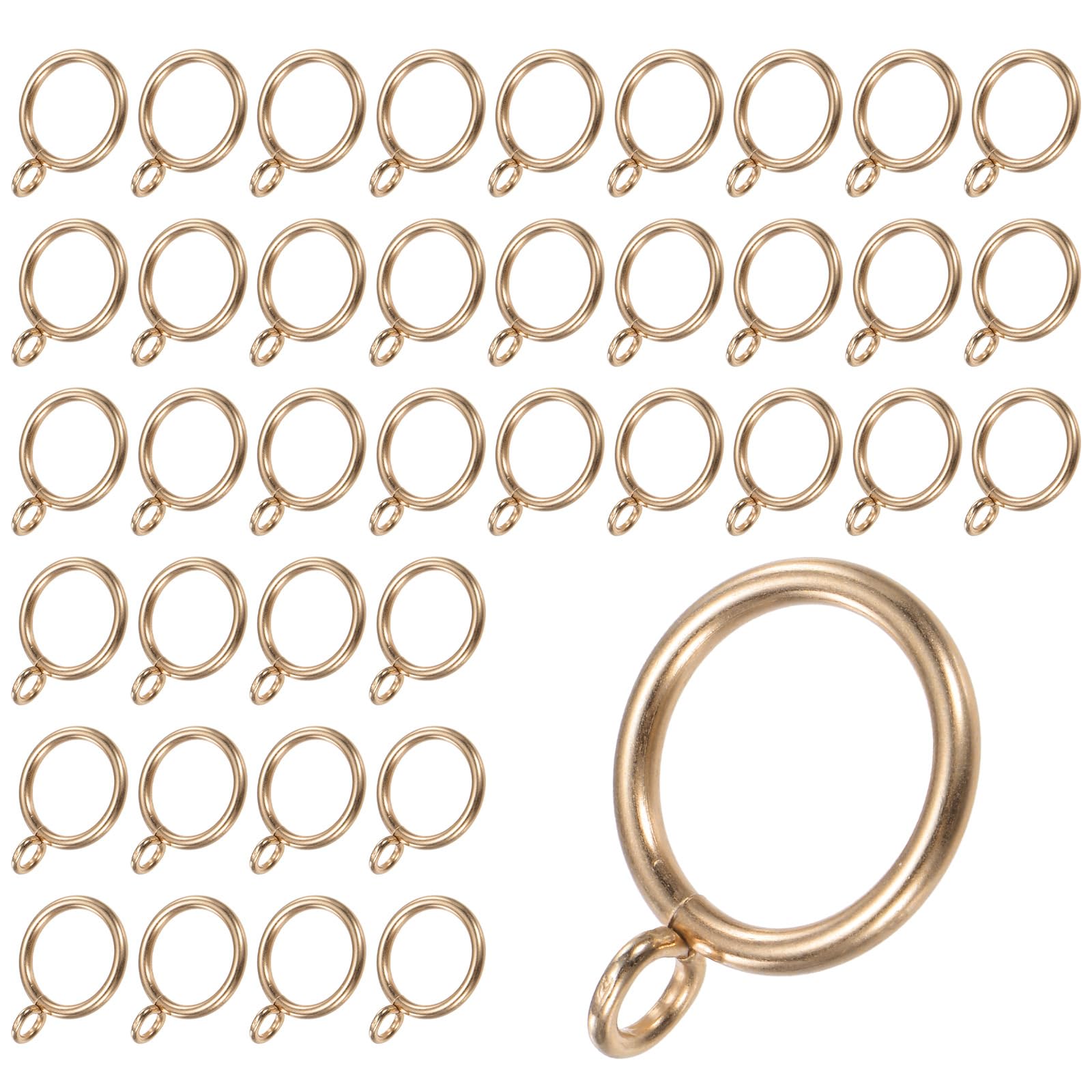 M METERXITY 40-Pack Gold Curtain Rings with Eyelet, Rustproof Metal Rings for Curtain Rods, 1 Inch/25mm Interior Diameter Drapery Rings for Curtain Rods for Hanging Drapes/Hats/Towels