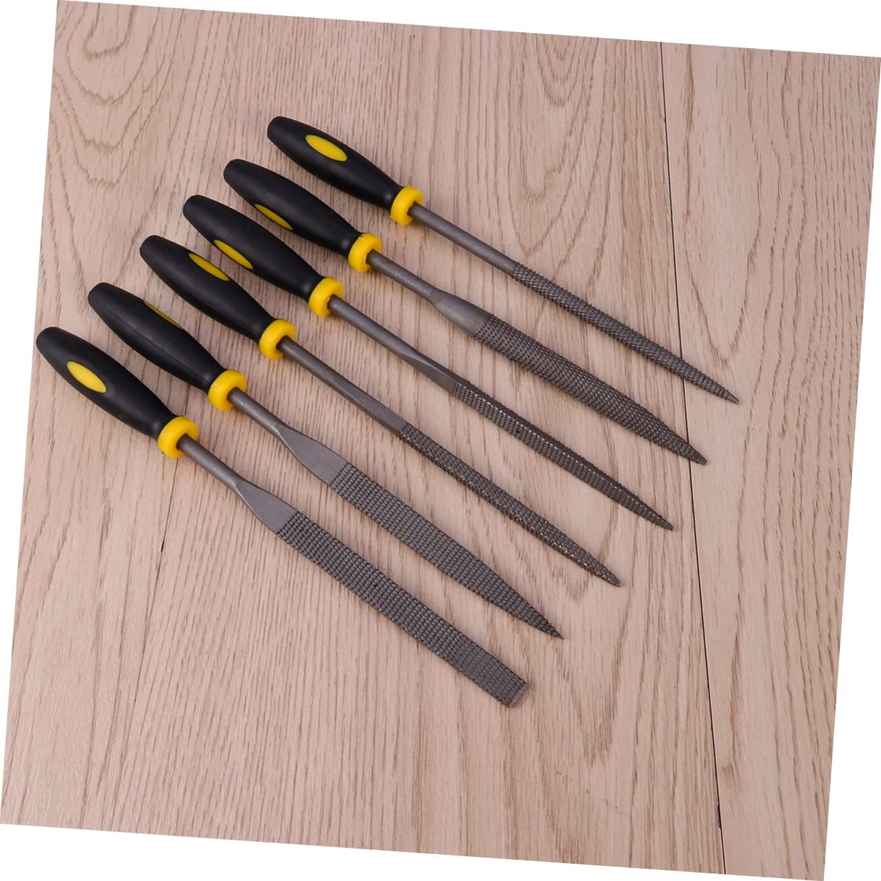 6-piece Mini Wood File Set 180x5mm Rasp File for Wood Leather Metals Plastics Ergonomic Handle