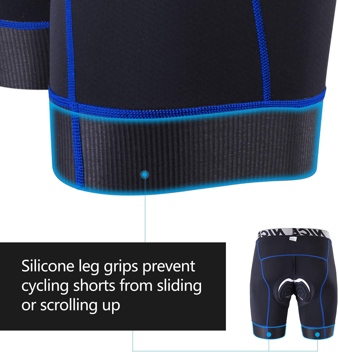 NICEWIN Mens 4D Padded Bike Shorts Anti-slip Leg Cycling Underwear Wide WaistBand Biking Bicycle Motorcycle Underpants - Image 3