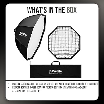 Profoto Softbox 4-Feet Octa Quick Set-Up Light Modifier with Diffuser (White Interior) Bundle with Softgrid 4-Feet Octa (2 Items)