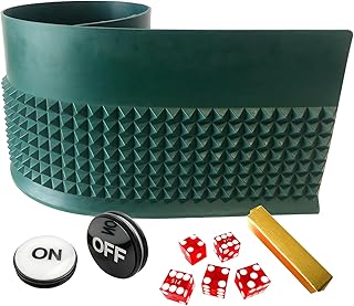 Yuanhe Craps Table Top Set - Includes Green Craps Diamond Pyramid Bumper Rubber Felt Wall, Casino Grade AAA Precision Serialized 19mm Dice Set,Poker Dealer Button