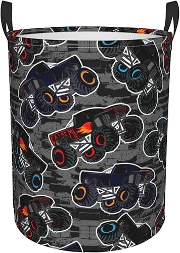 Gbuzozie Monster Truck - Cesta redonda para ropa sucia, para niños, cesta de almacenamiento para juguetes, organizador de ropa, para el hogar, baño, Gbuzozie Monster Truck - Cesta redonda para ropa sucia, para niños, cesta de almacenamiento para juguetes, organizador de ropa, para el hogar, baño,