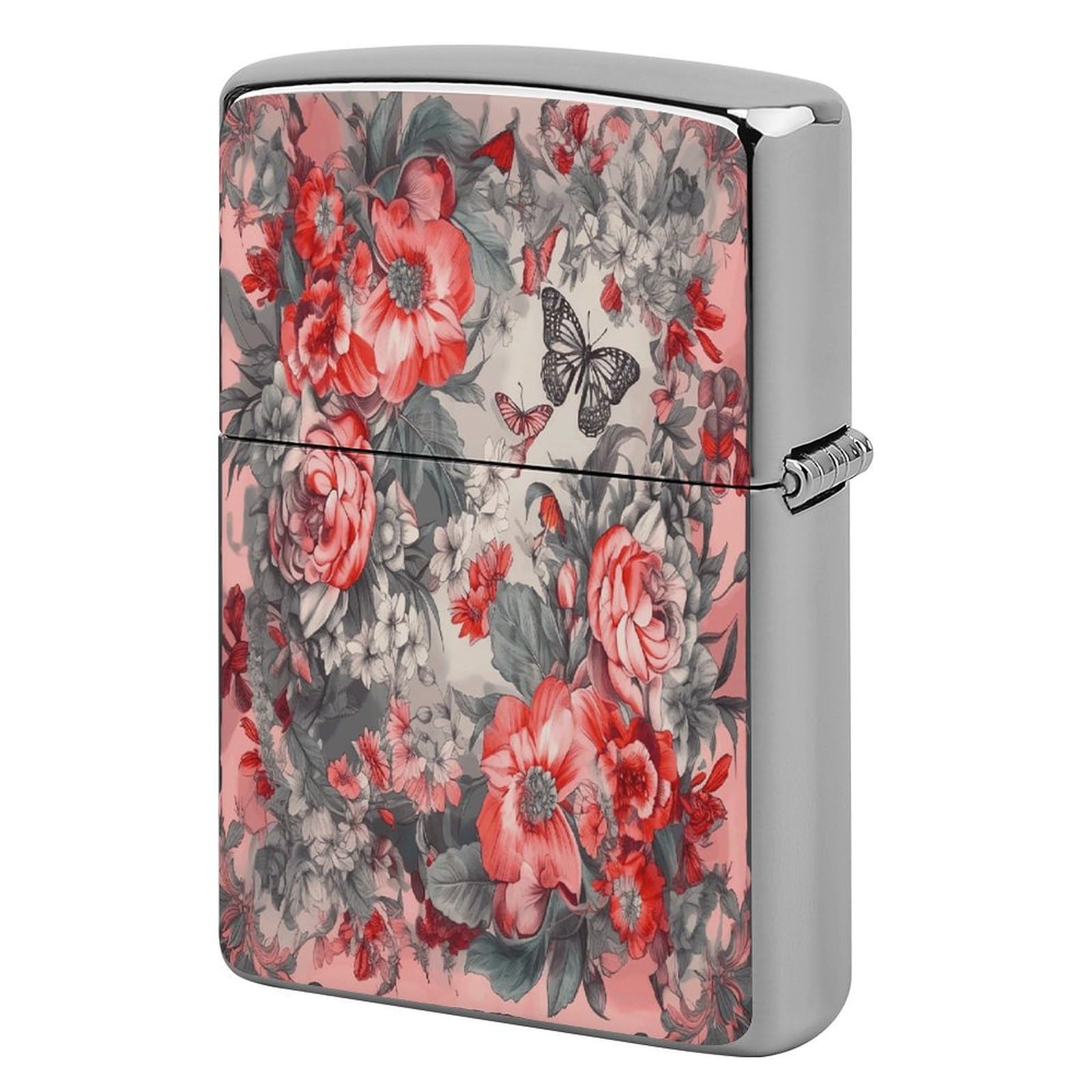 Fekiloot Style Gray Butterfly Pattern Lighter Case Cover Lighter Holder