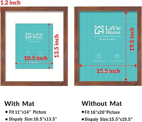 Vista 472 de LaVie Home - Portarretratos de 18 x 24 pulgadas, fotos de 16 x 20 pulgadas con paspartú, de 18 x 24 pulgadas sin paspartú, plexiglás pulido, Negro