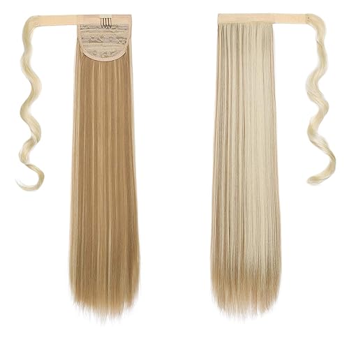Miniatura 4 de Cybelleza Extensión de cola de caballo larga y recta, color marrón, 22 pulgadas, extensiones de cabello sintético con clip, extensiones de cola de